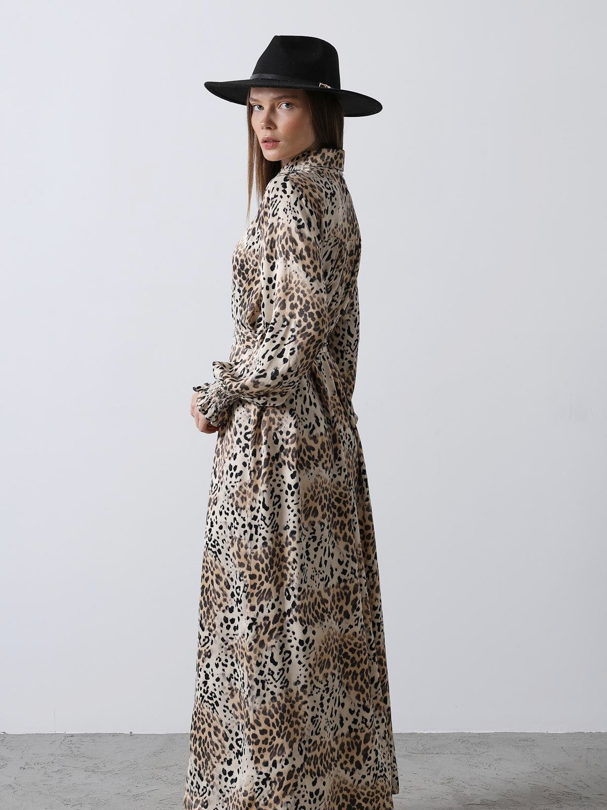 Leopard Patterned Gipel Dress - Leopard